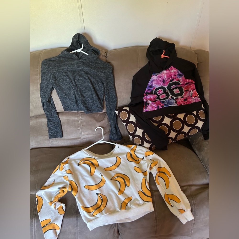 3pc lot cropped hooded tops‎ /sweatshirt